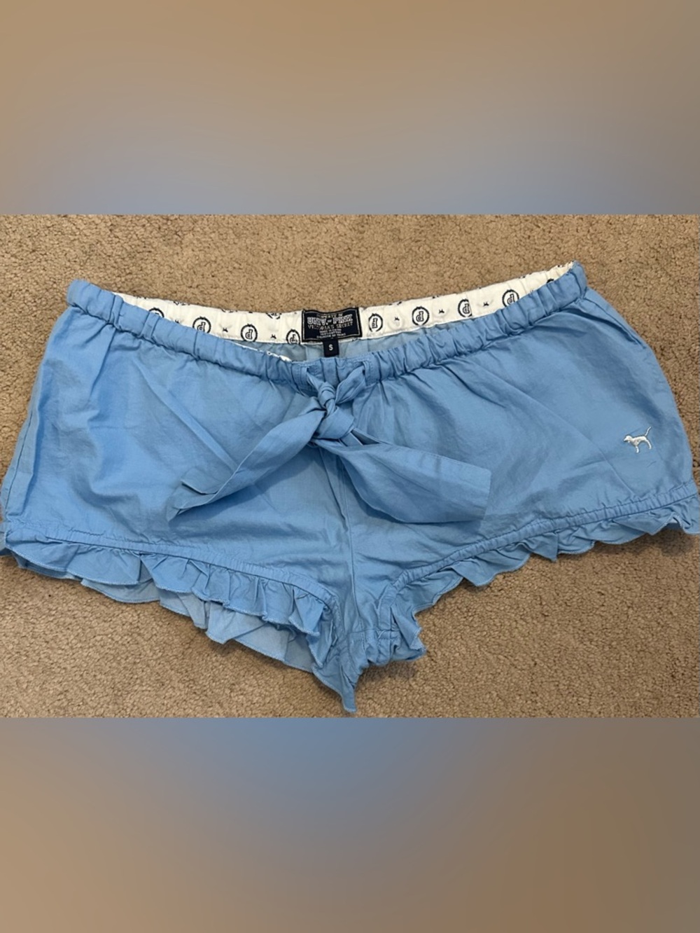 VS Pink Vintage Blue Ruffled 1986 Rhinestone Shorts S - Picture 2 of 6